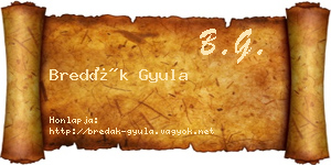 Bredák Gyula névjegykártya